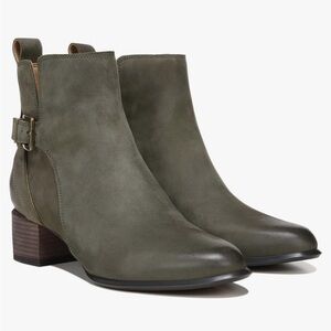 Vionic Sienna Olive Green Ankle Booties with Buckle Detail Size 10